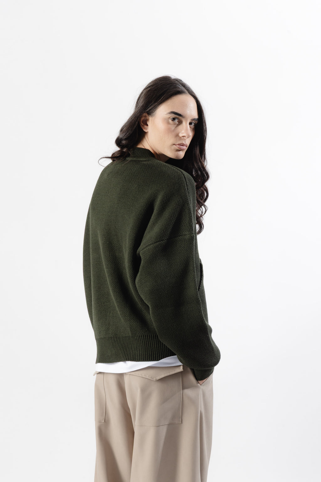 Green Oversized Knit Bomber