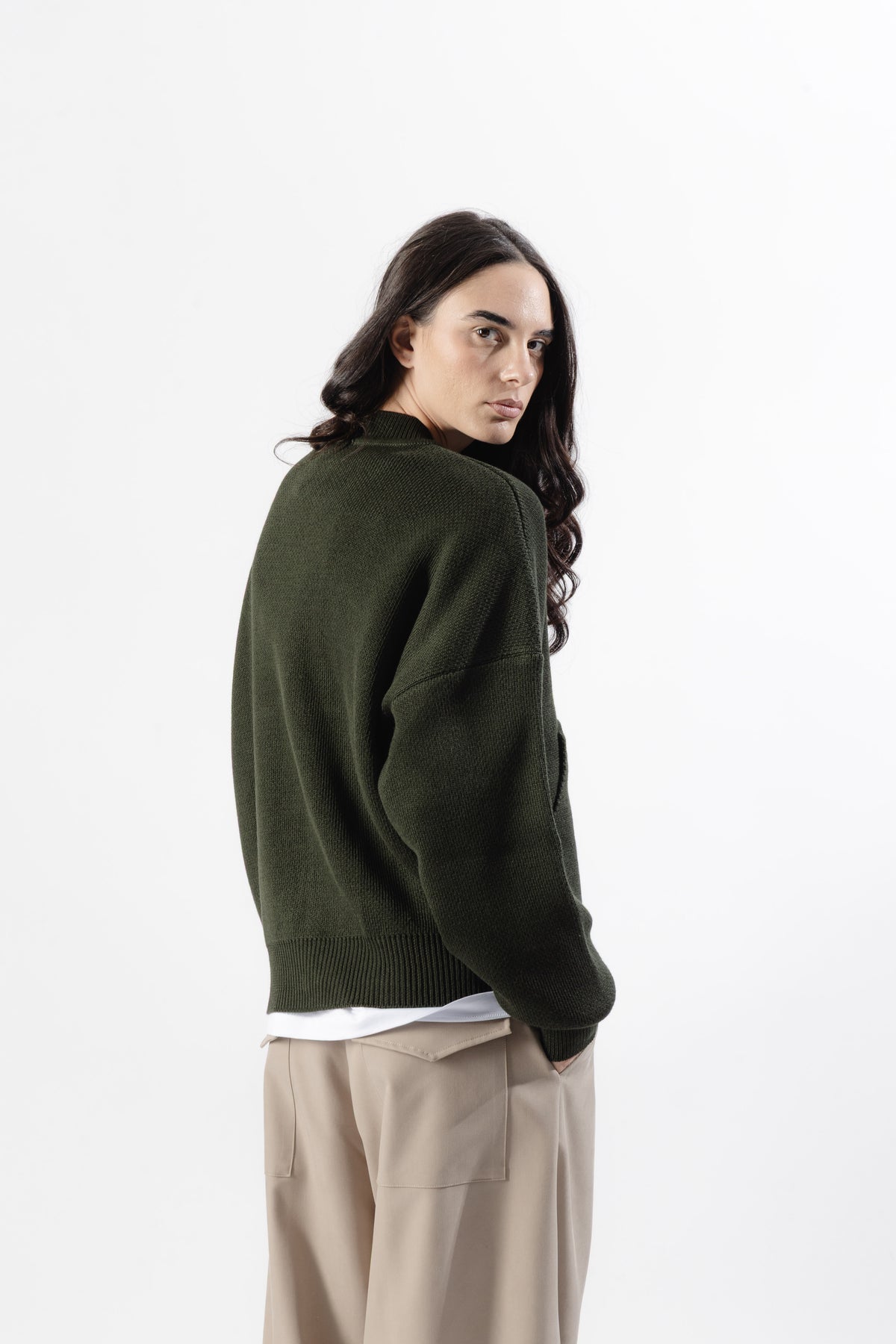 Green Oversized Knit Bomber