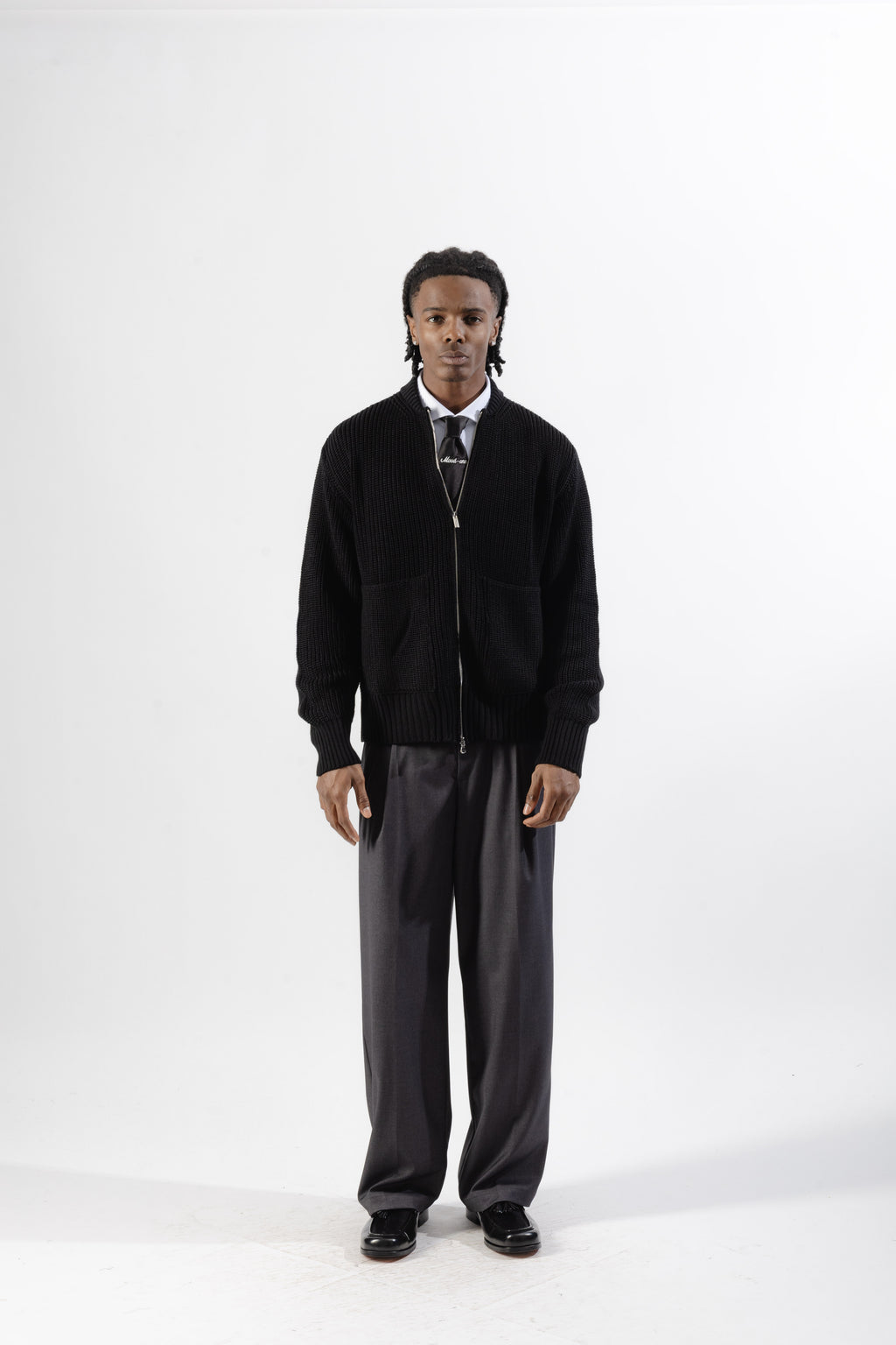 Black Full-Zip Knit Jacket