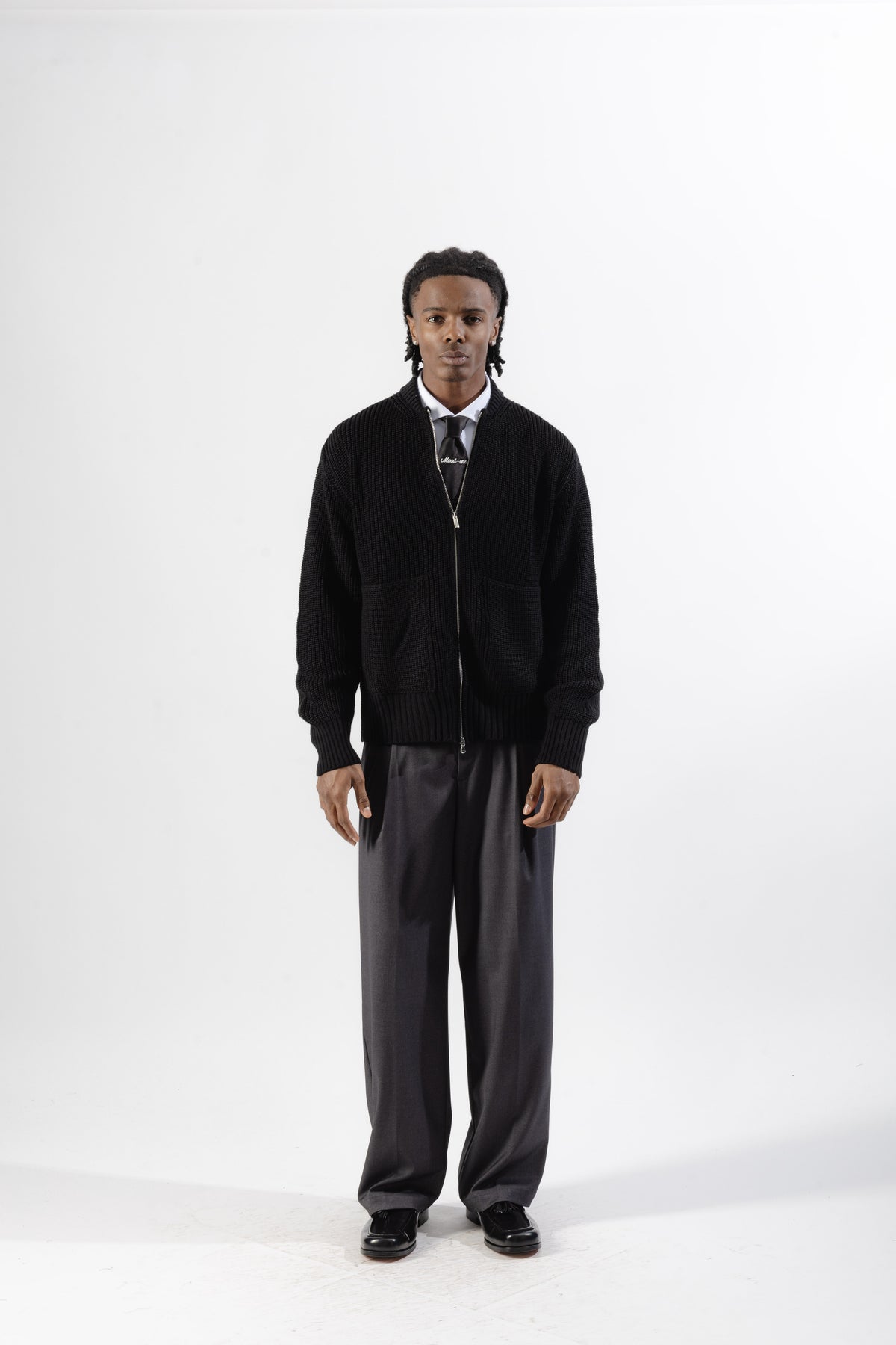 Black Full-Zip Knit Jacket