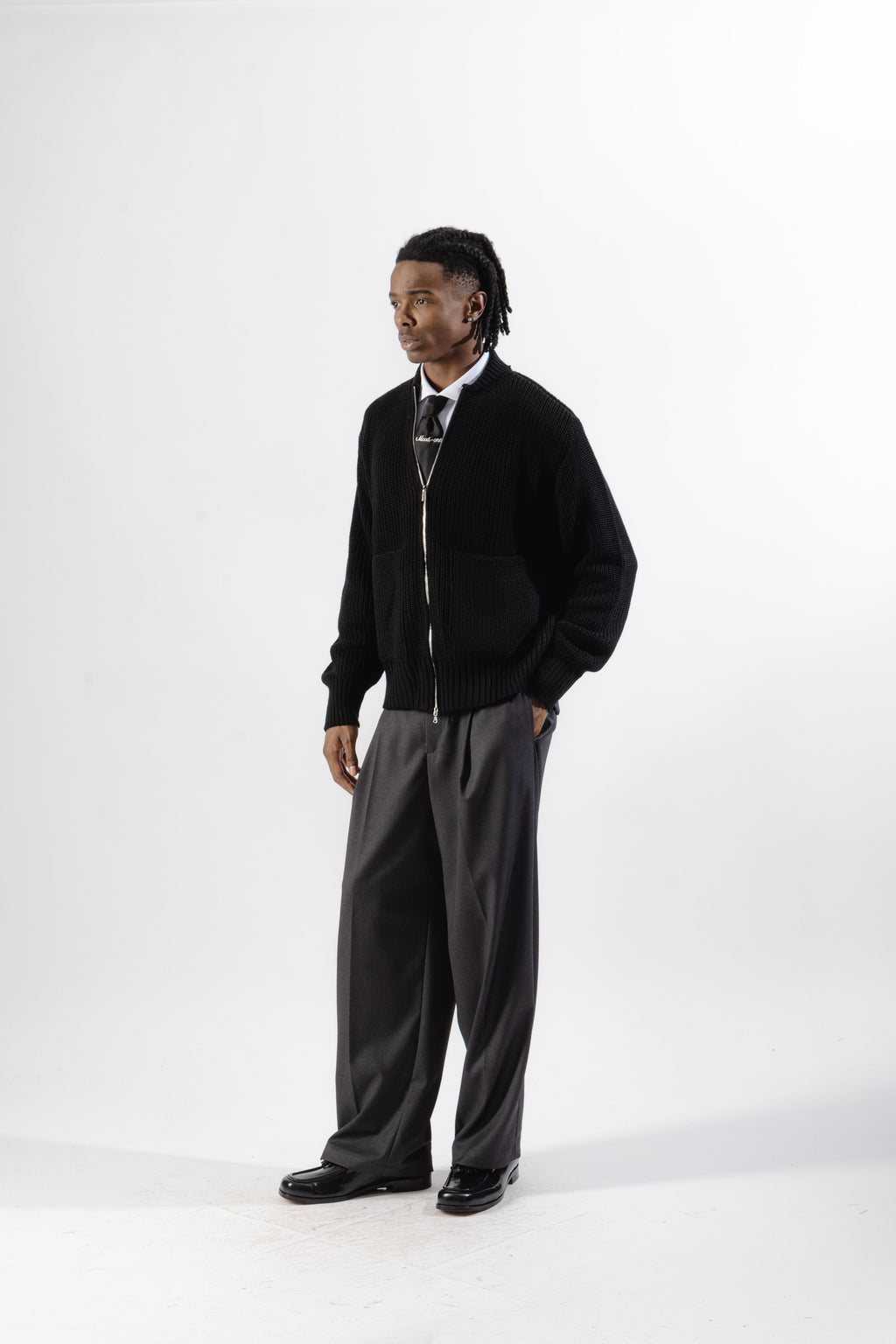 Black Full-Zip Knit Jacket