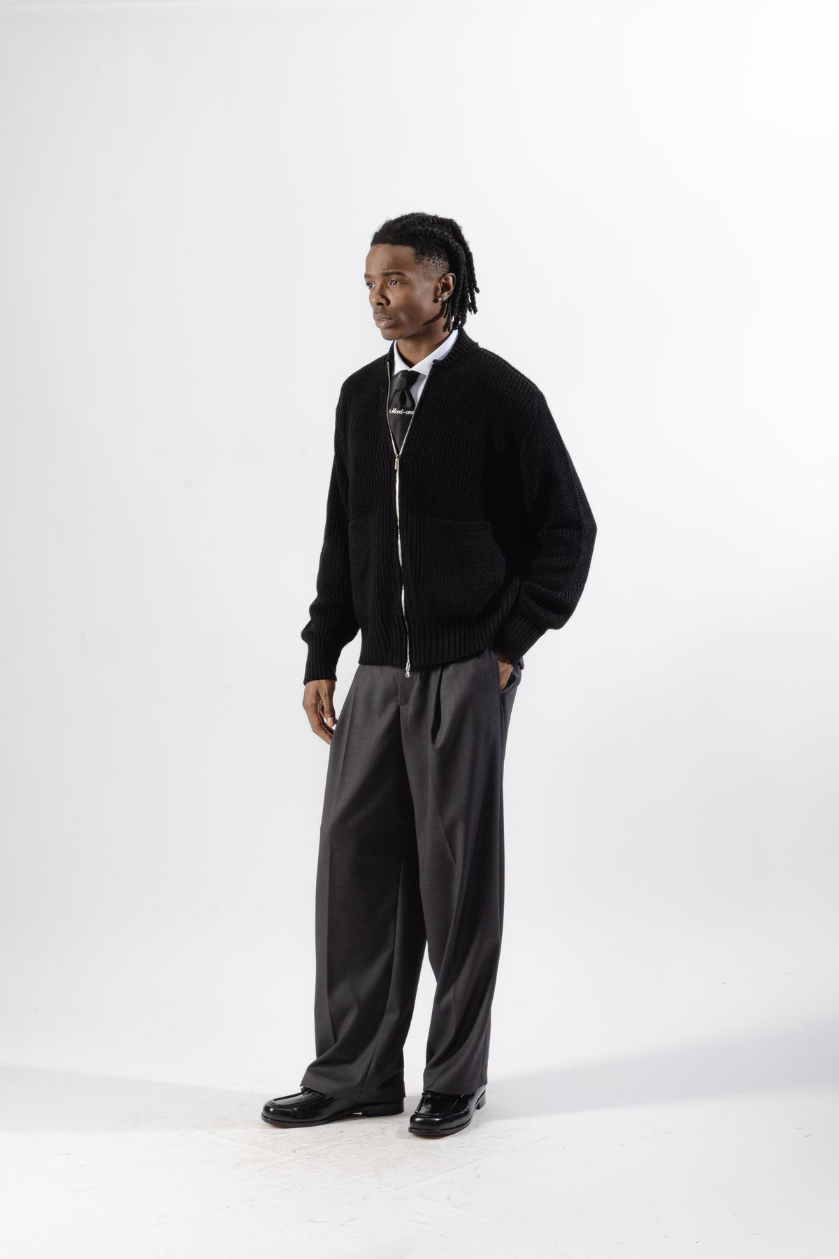 Black Full-Zip Knit Jacket