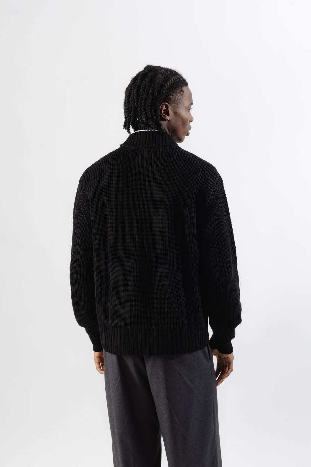 Black Full-Zip Knit Jacket