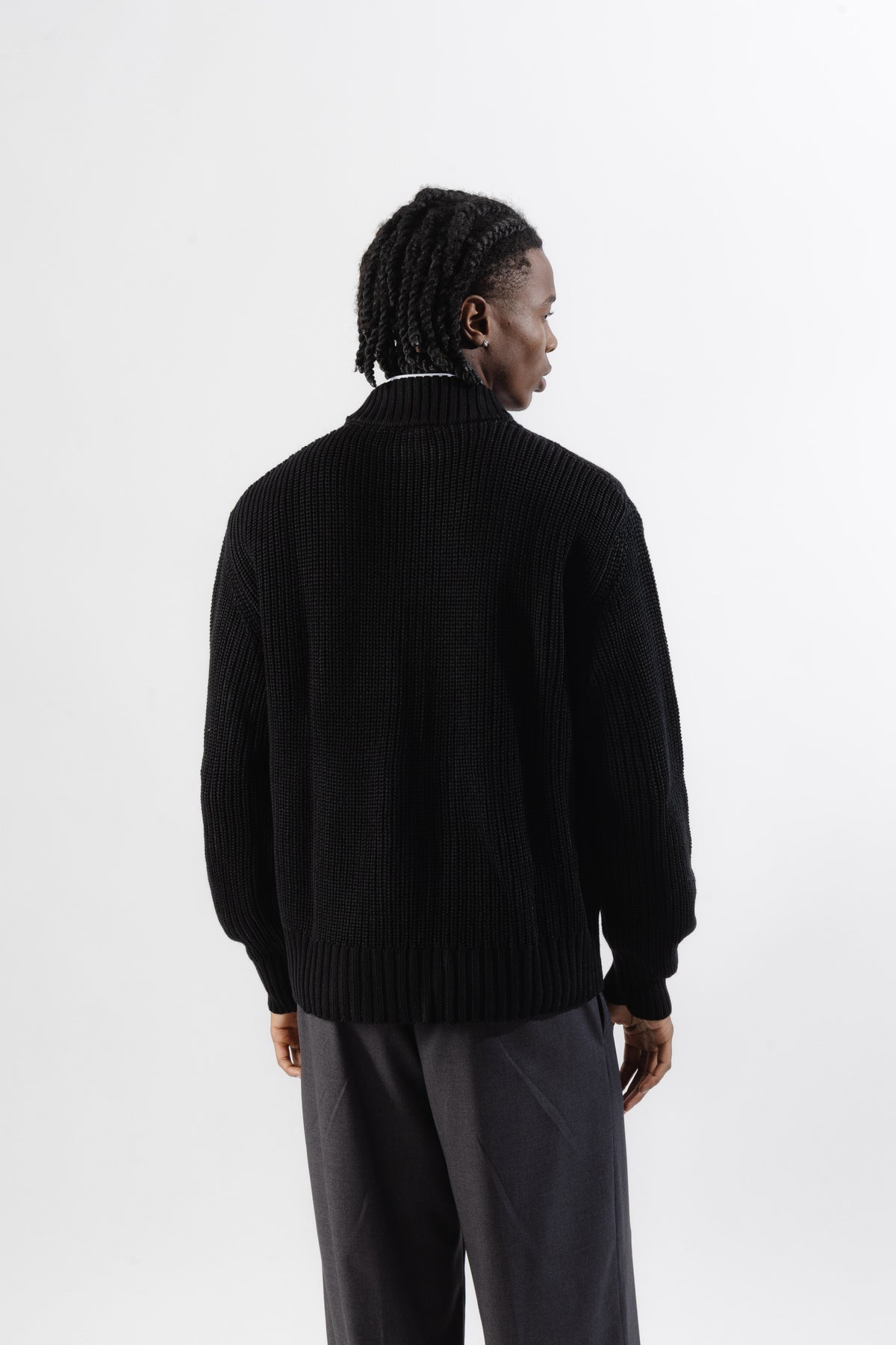 Black Full-Zip Knit Jacket