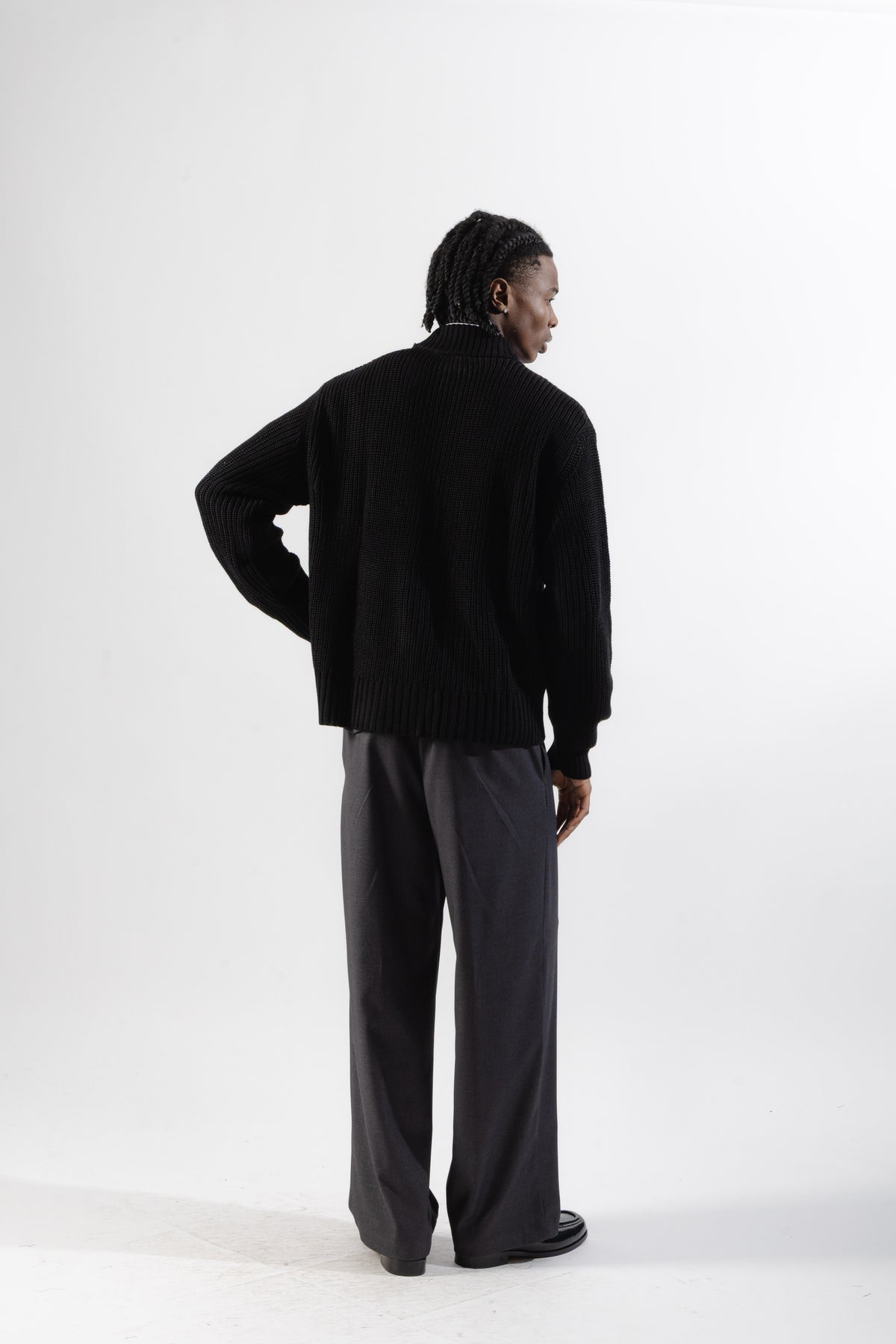 Black Full-Zip Knit Jacket