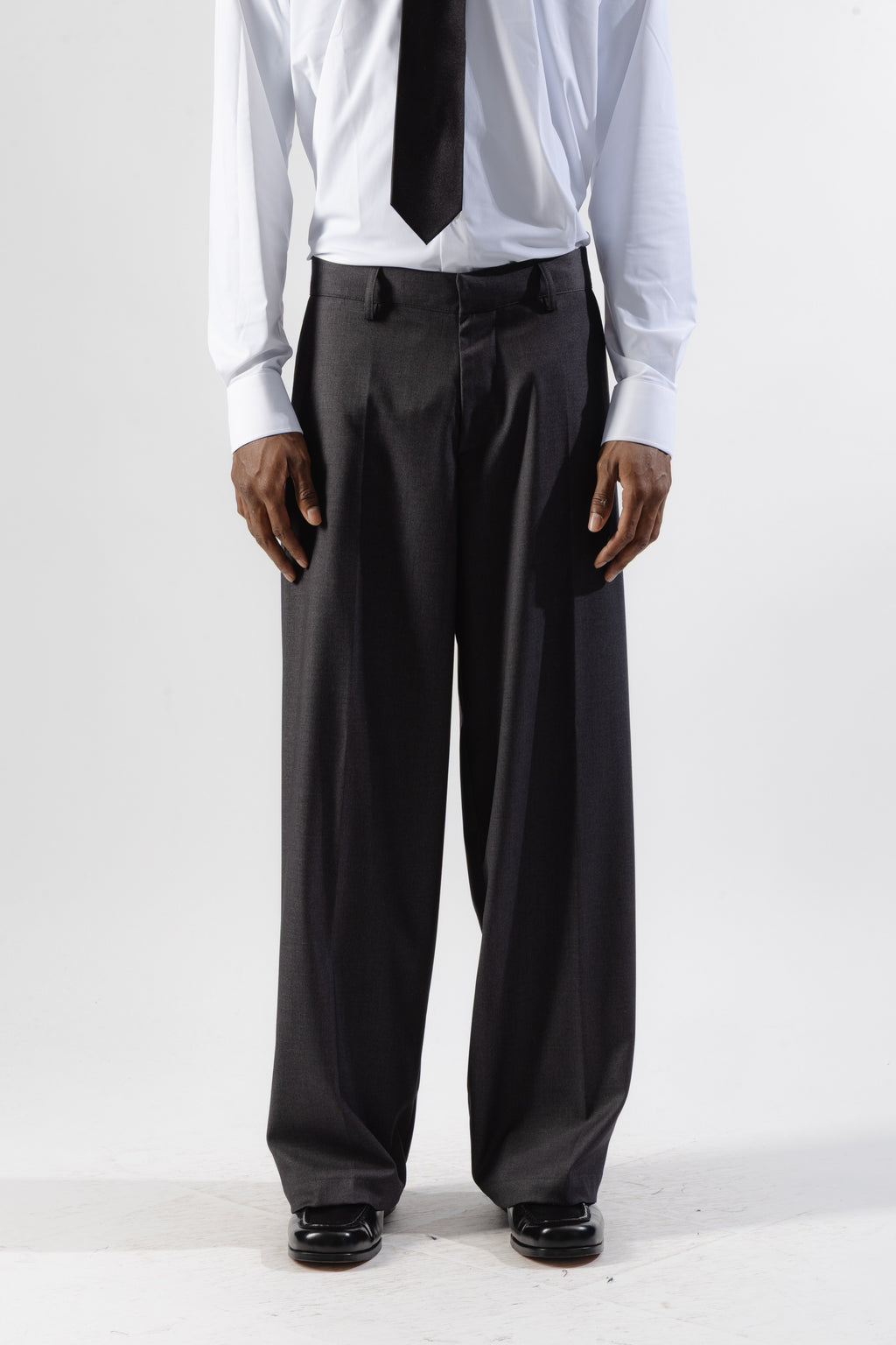 Grey Baggy Tailored Trousers