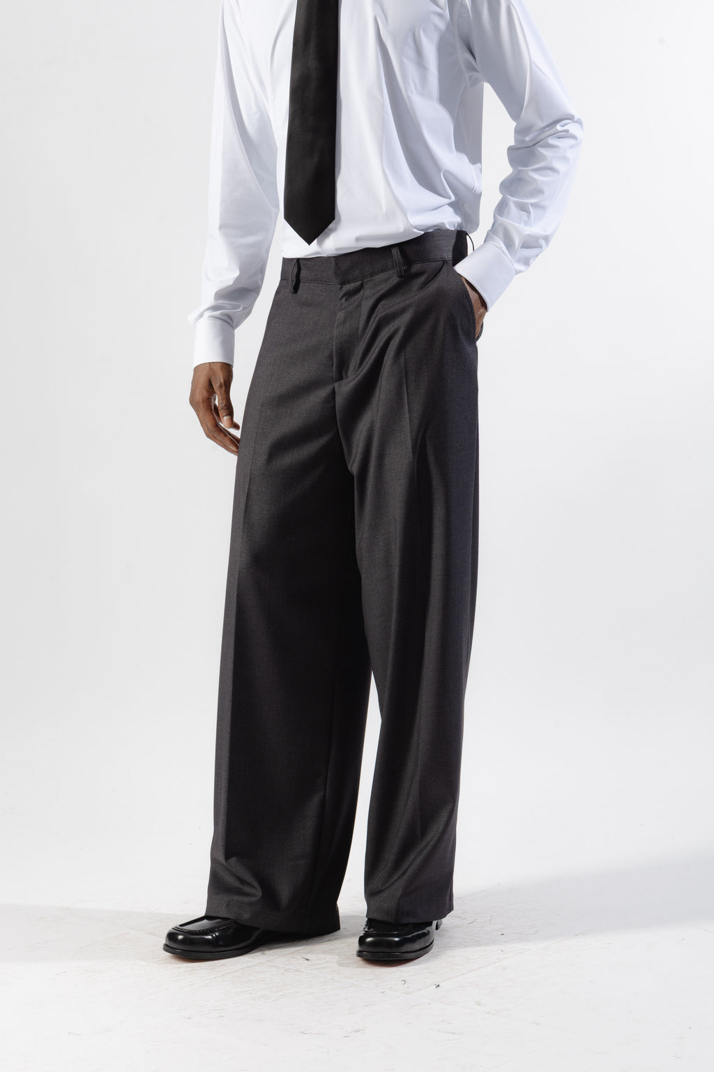 Grey Baggy Tailored Trousers