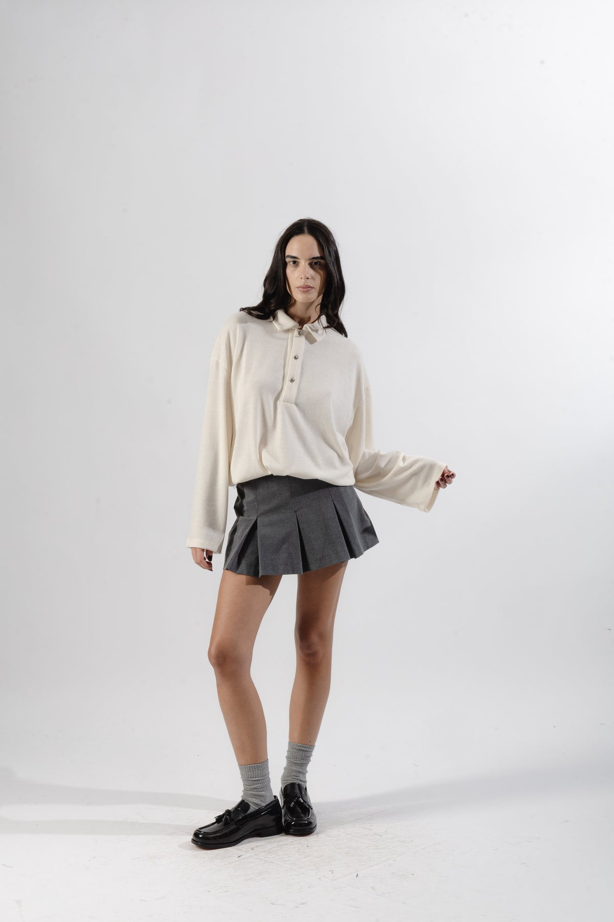 White Soft Polo Longsleeve