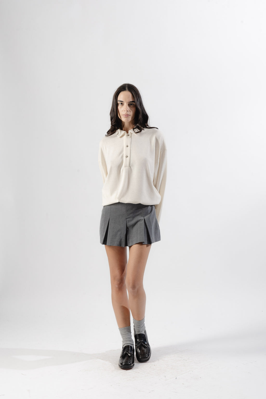 White Soft Polo Longsleeve