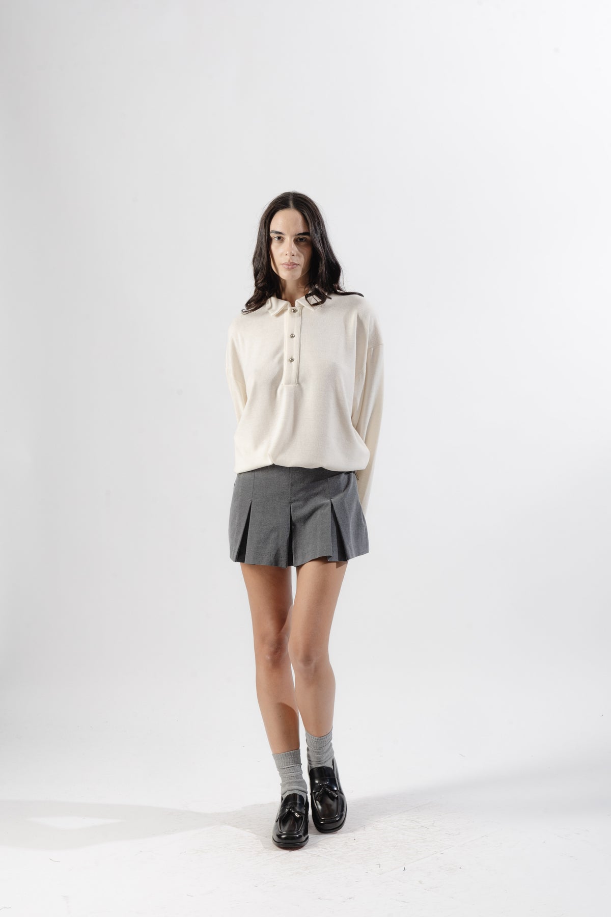 White Soft Polo Longsleeve