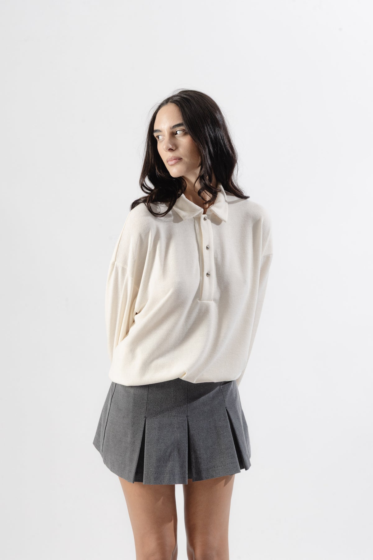 White Soft Polo Longsleeve