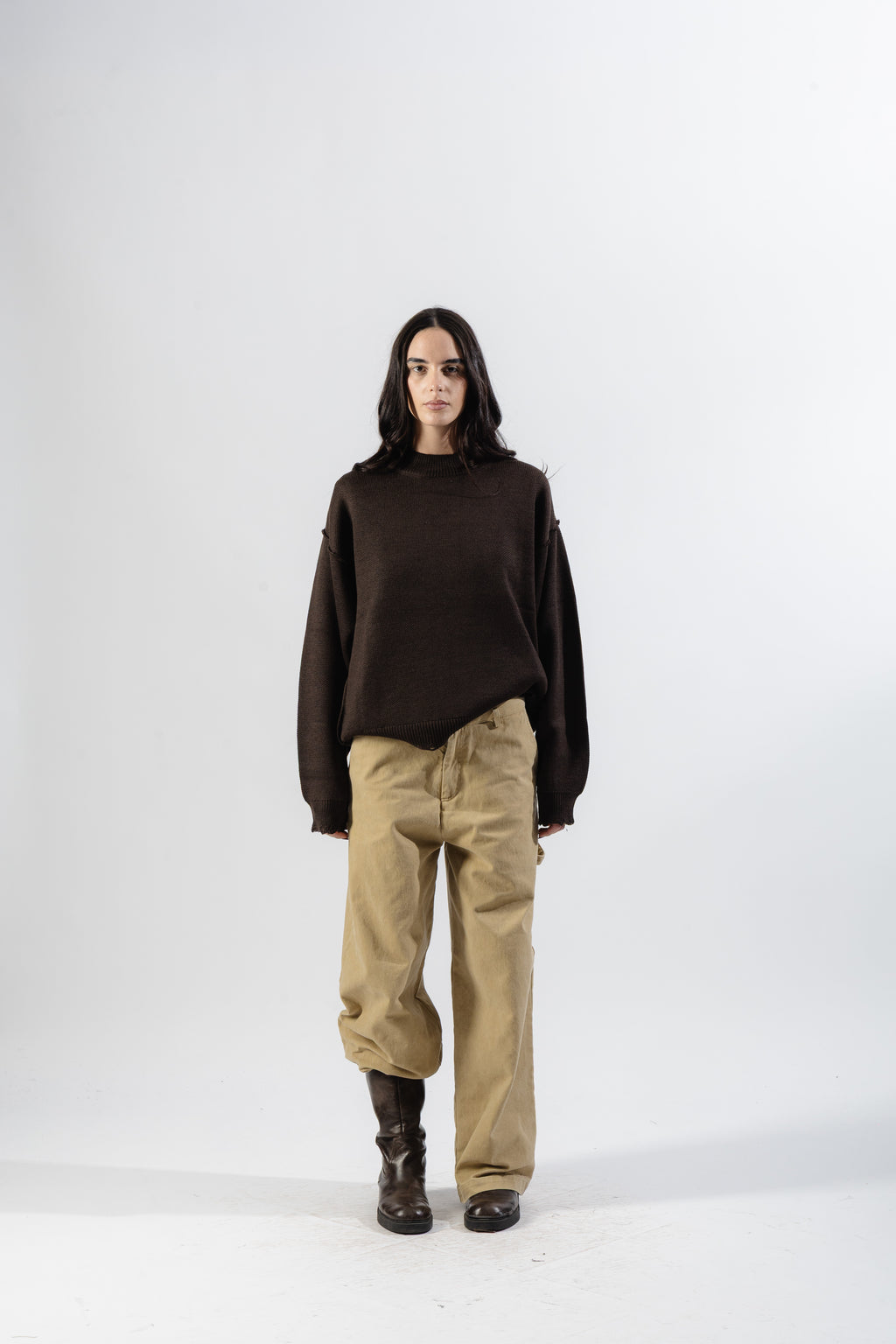 Brown Distressed Knit Sweater