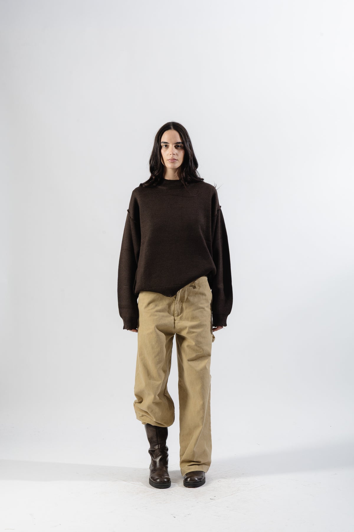 Brown Distressed Knit Sweater