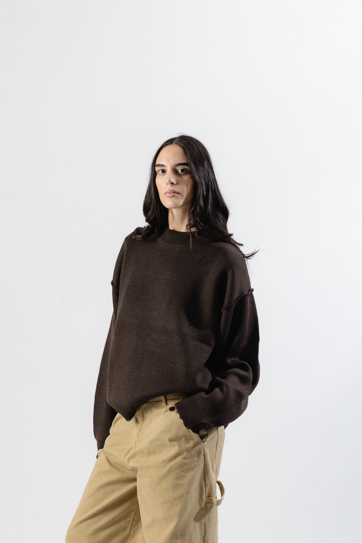 Brown Distressed Knit Sweater