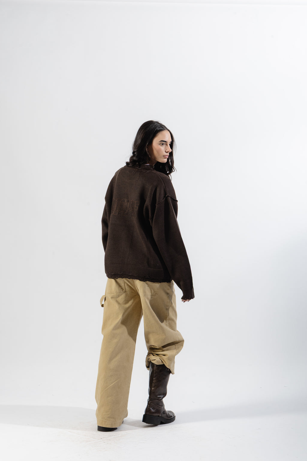Brown Distressed Knit Sweater