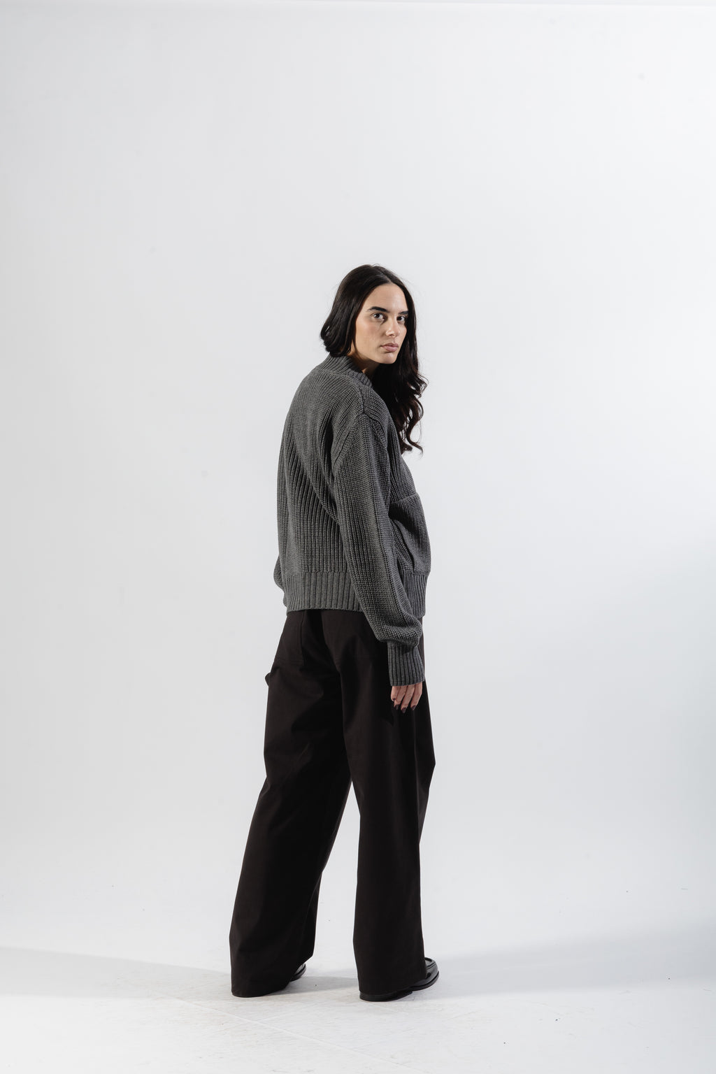 Grey Full-Zip Knit Jacket