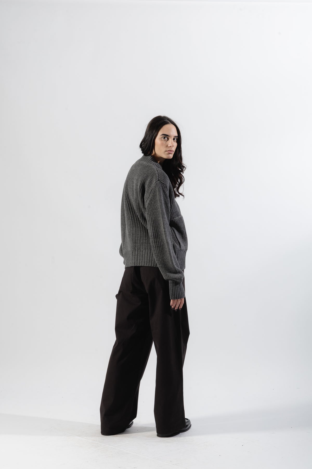 Grey Full-Zip Knit Jacket