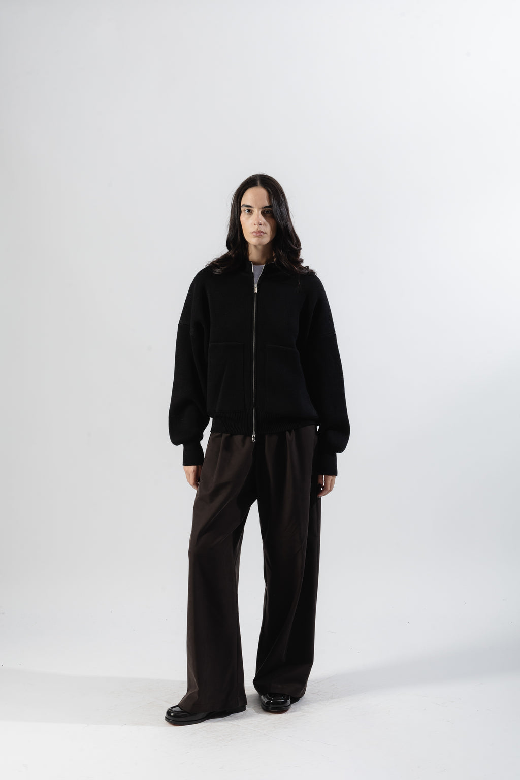 Black oversized Knit Bomber
