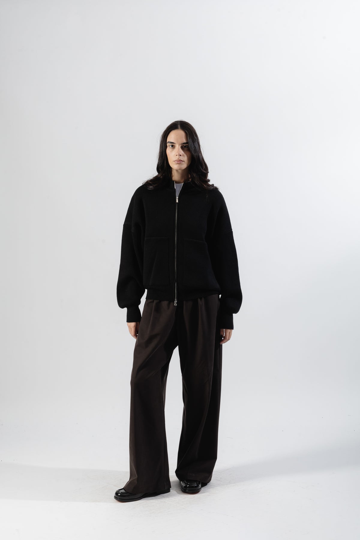 Black oversized Knit Bomber