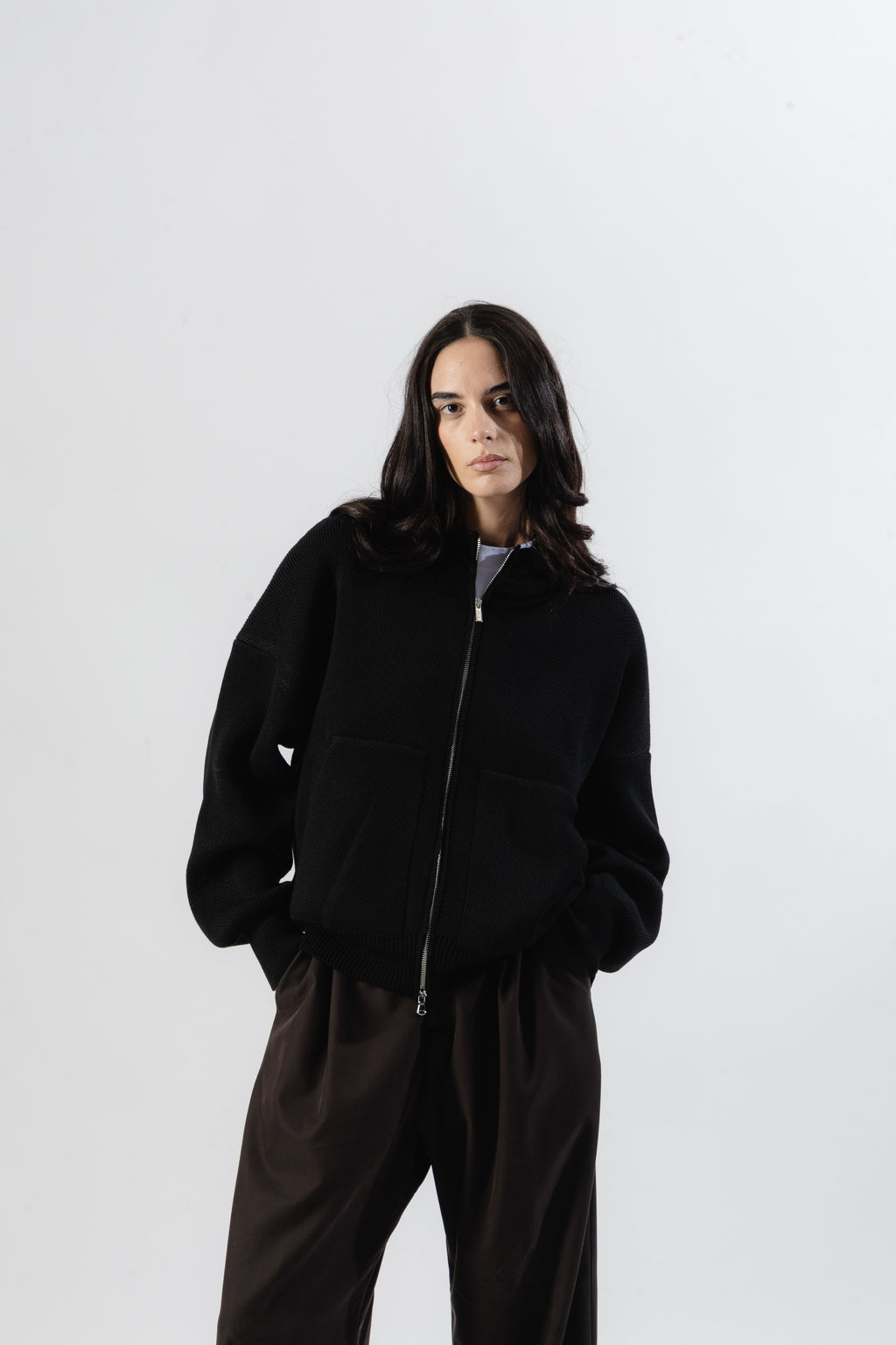 Black oversized Knit Bomber