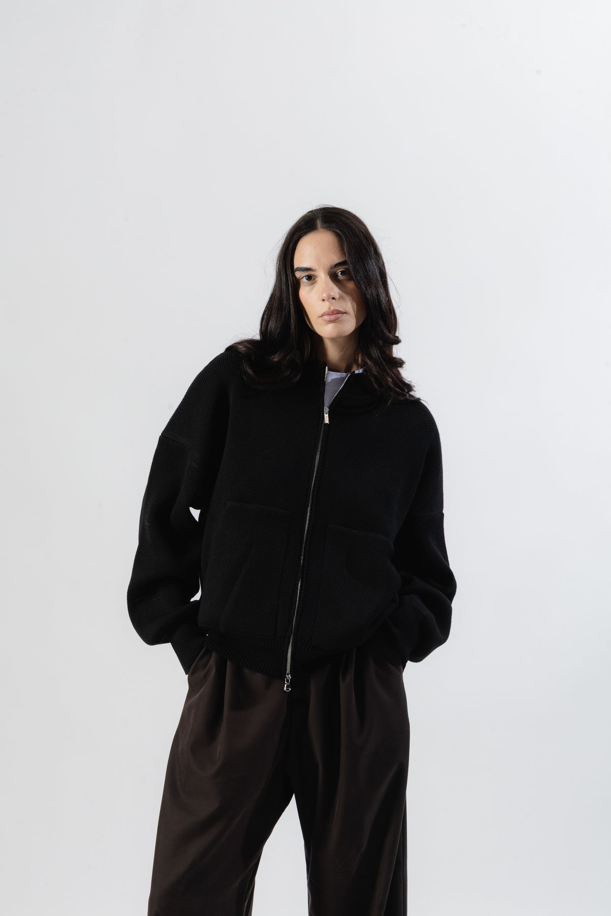 Black oversized Knit Bomber