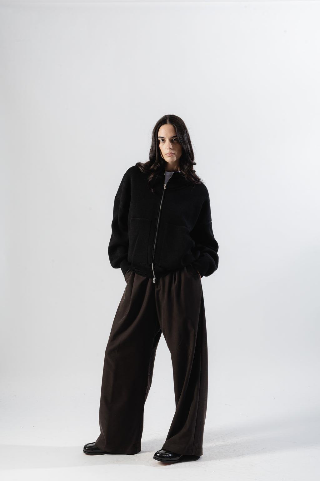 Black oversized Knit Bomber