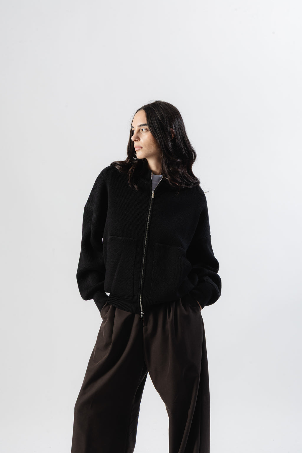 Black oversized Knit Bomber