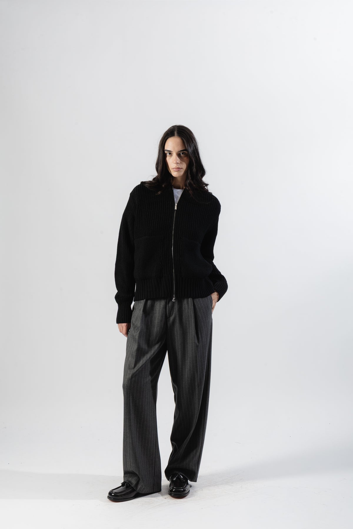 Black Full-Zip Knit Jacket