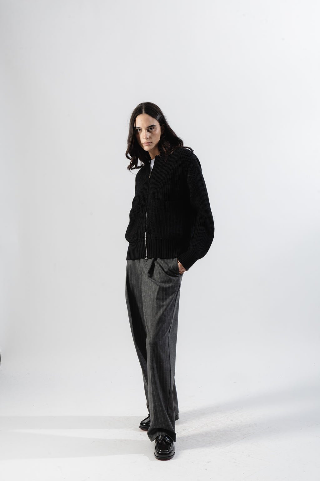 Black Full-Zip Knit Jacket