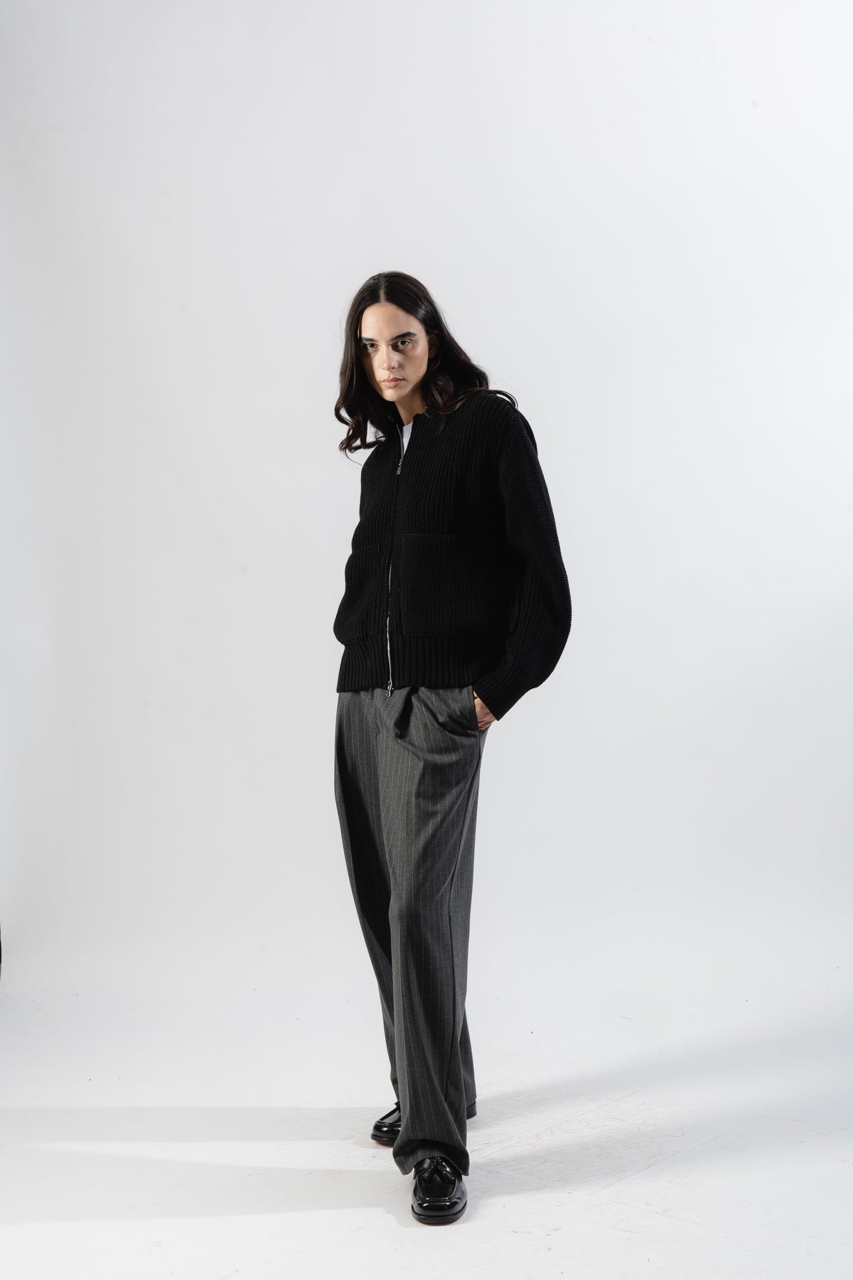 Black Full-Zip Knit Jacket