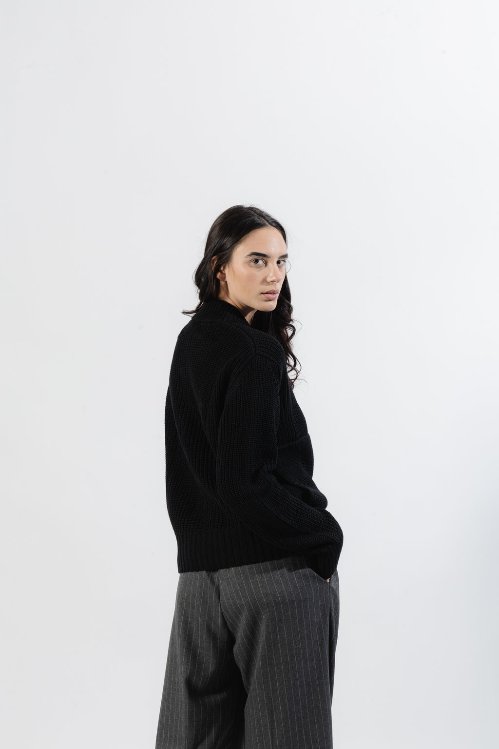 Black Full-Zip Knit Jacket