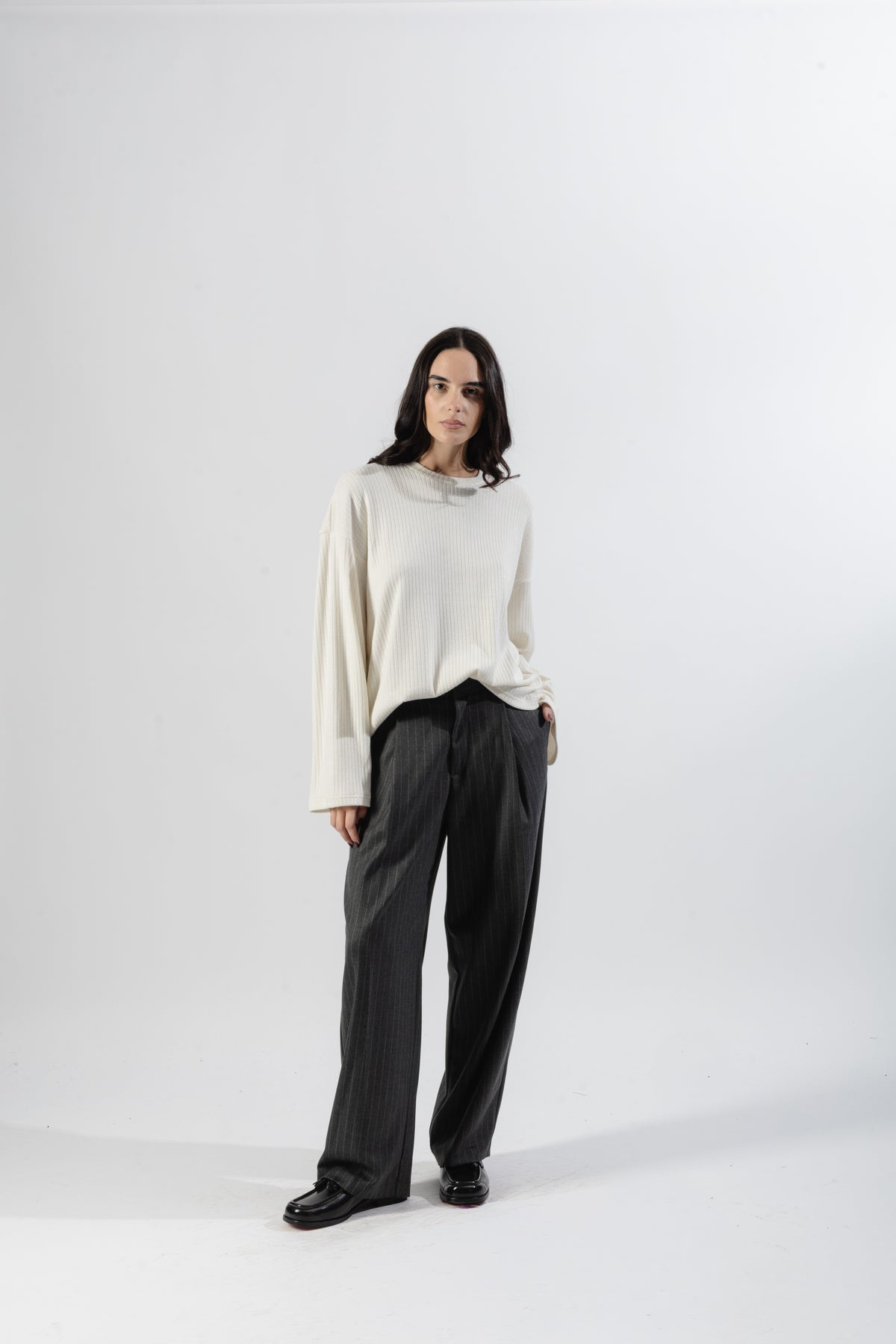 White Ribbed Longsleeve