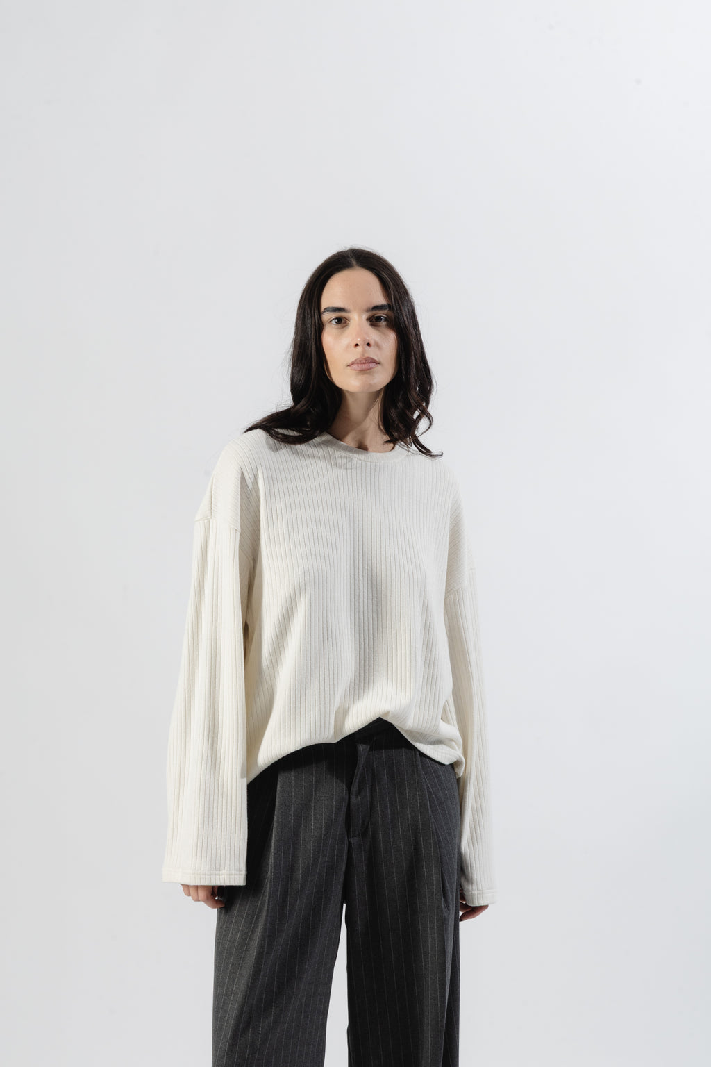 White Ribbed Longsleeve