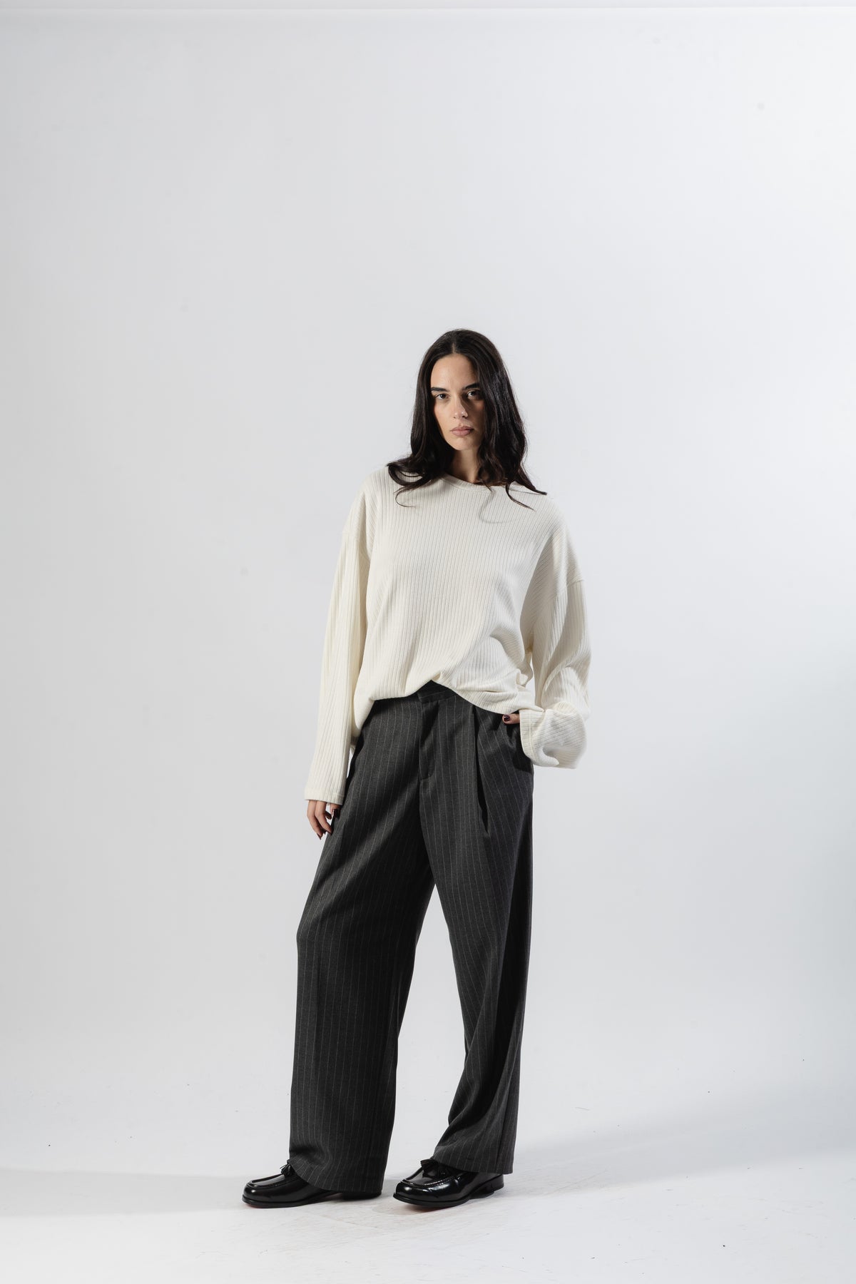 White Ribbed Longsleeve