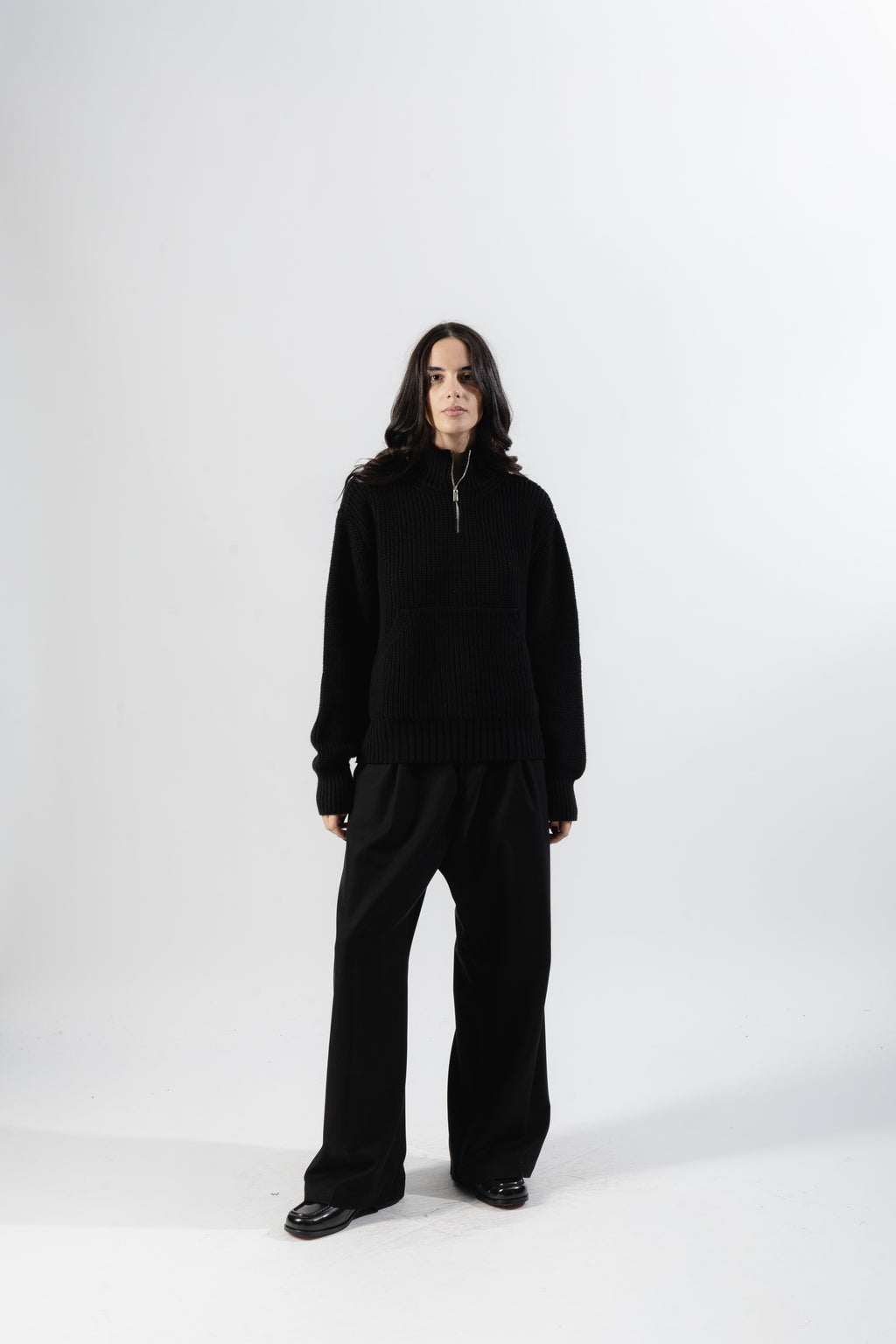 Black Quarter zip Knit Sweater