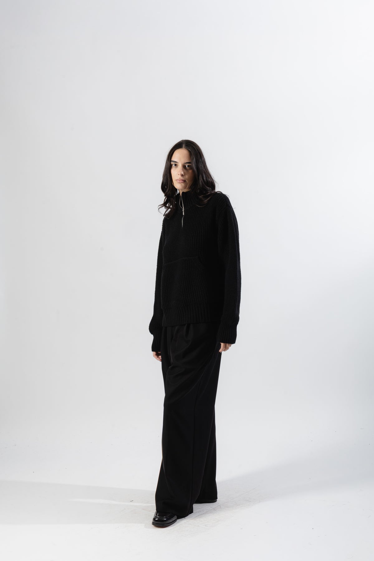 Black Quarter zip Knit Sweater