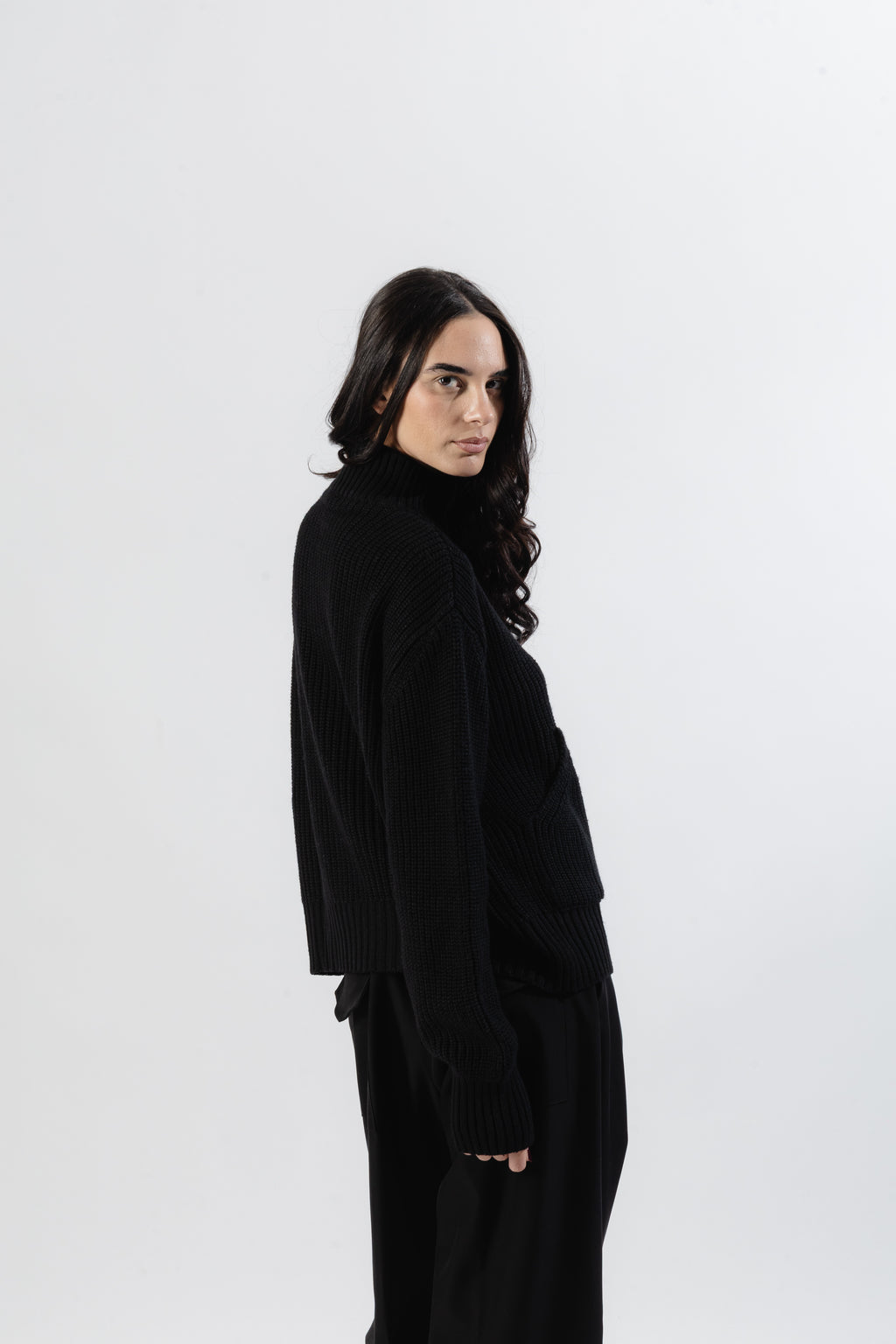 Black Quarter zip Knit Sweater