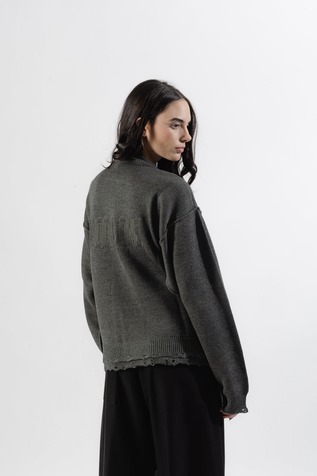 Grey Distressed Knit Sweater