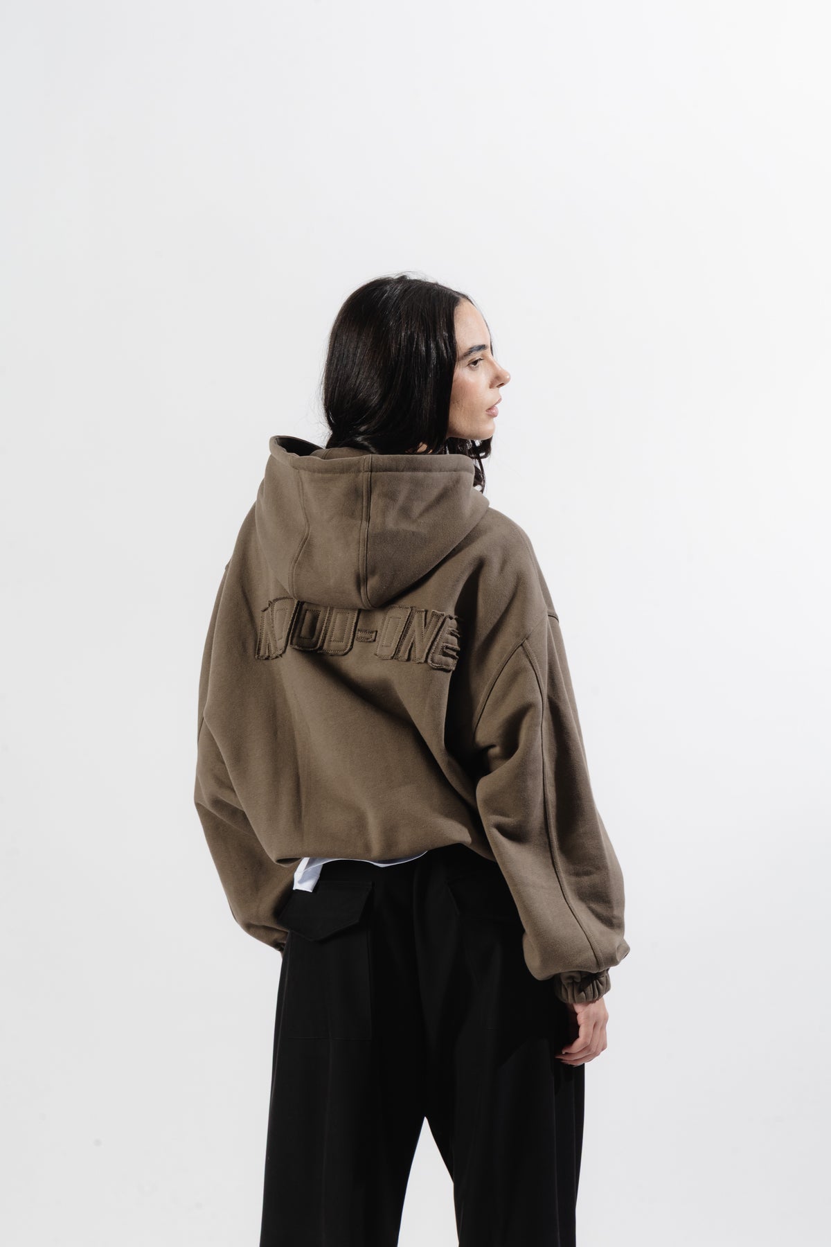 Brown Mood-one Zip Hoodie