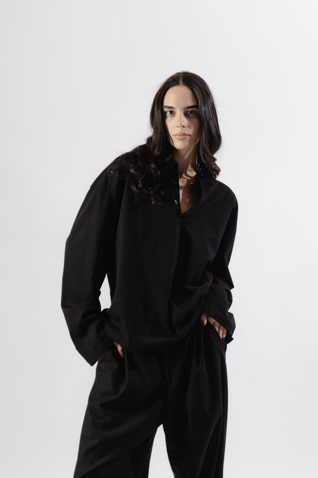 Black Serafino Longsleeve