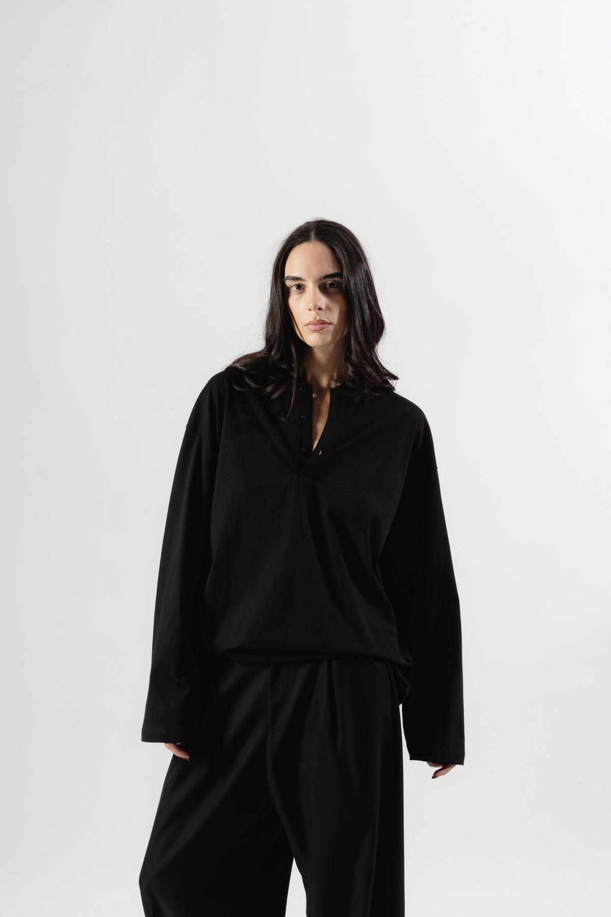 Black Serafino Longsleeve