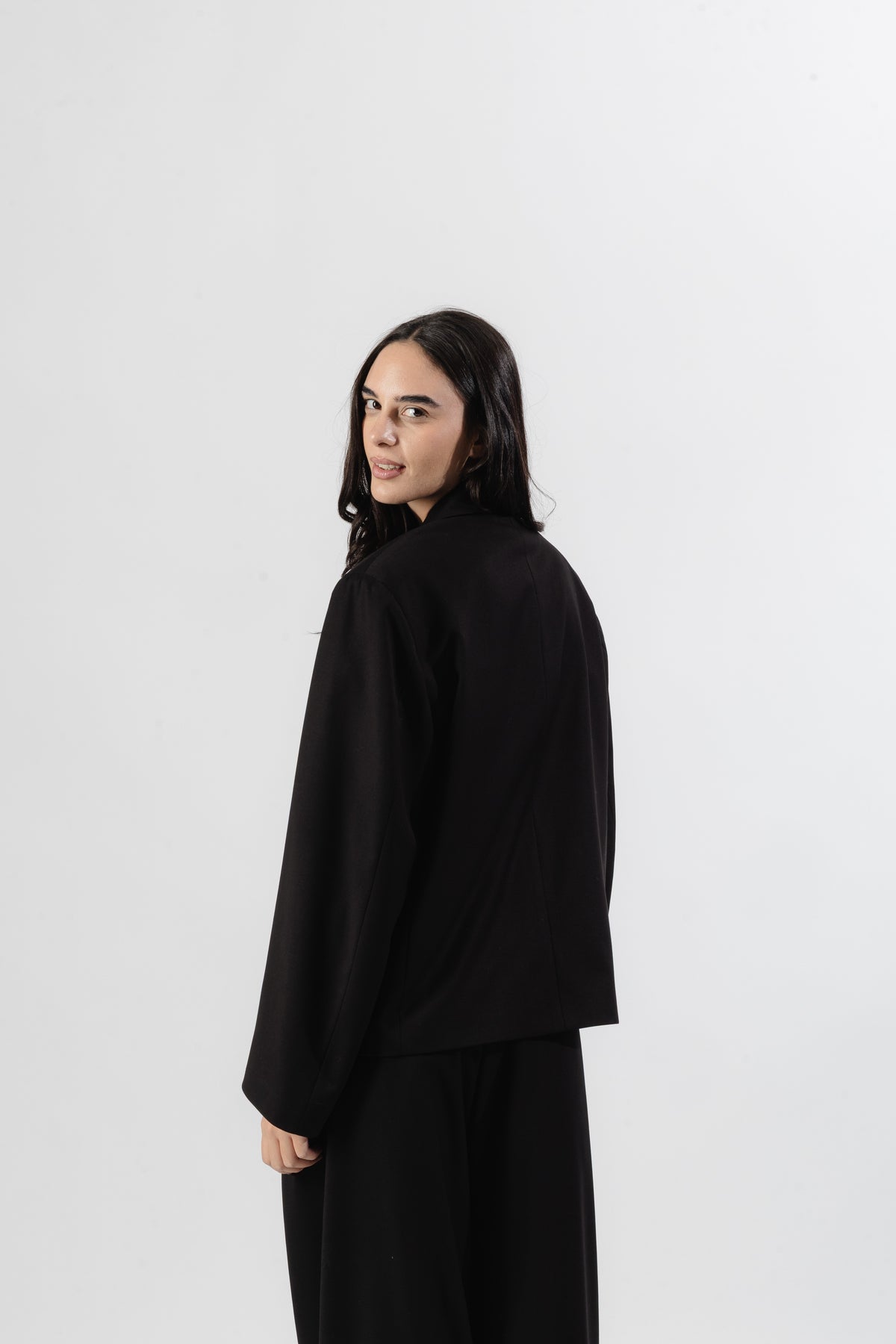 Black Cropped Double-Breasted Blazer
