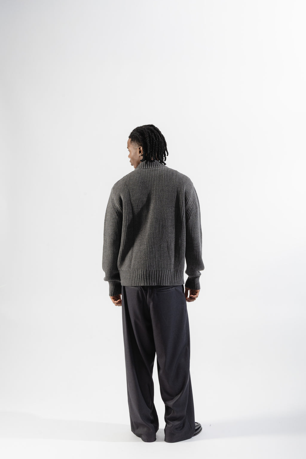 Grey Full-Zip Knit Jacket