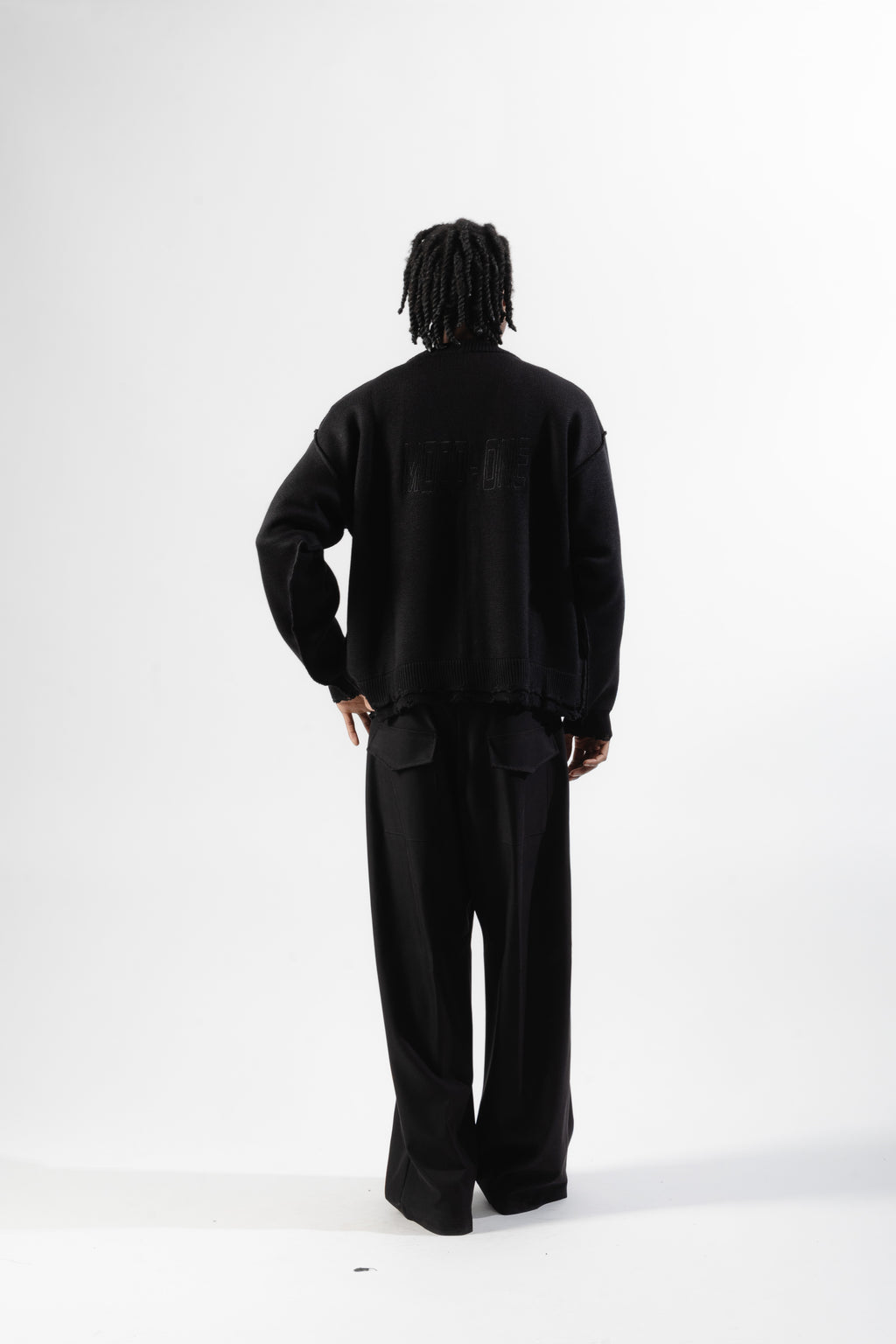 Black Distressed Knit Cardigan