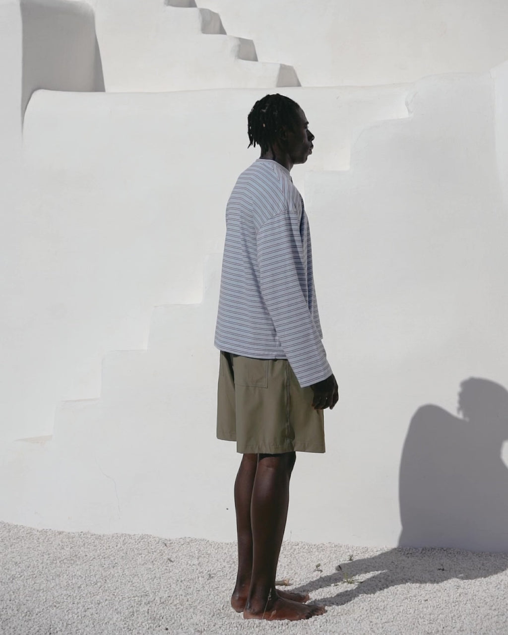 Sky blue striped serafino