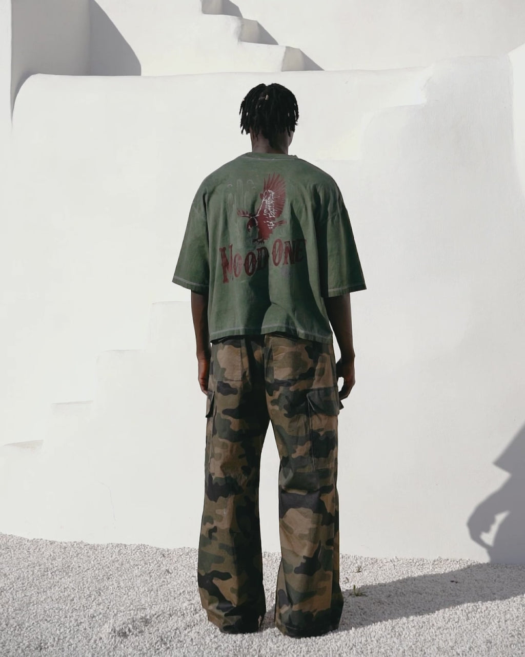 Faded dark green printed tee