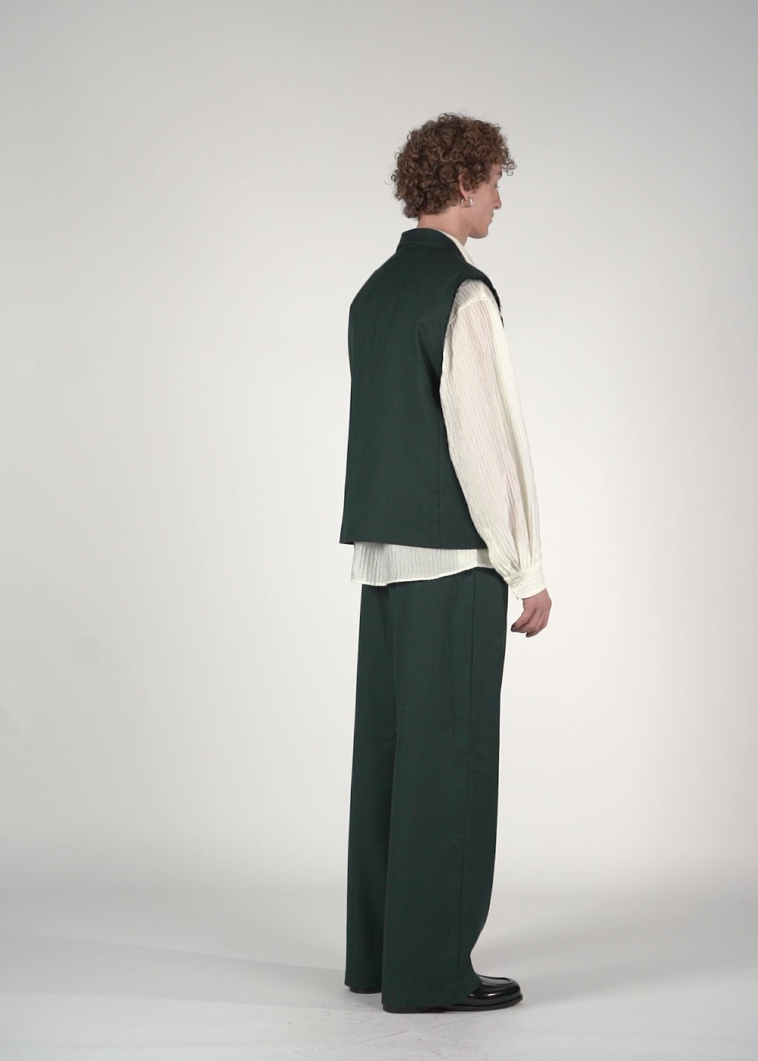 Pantalone baggy sartoriale verde melange