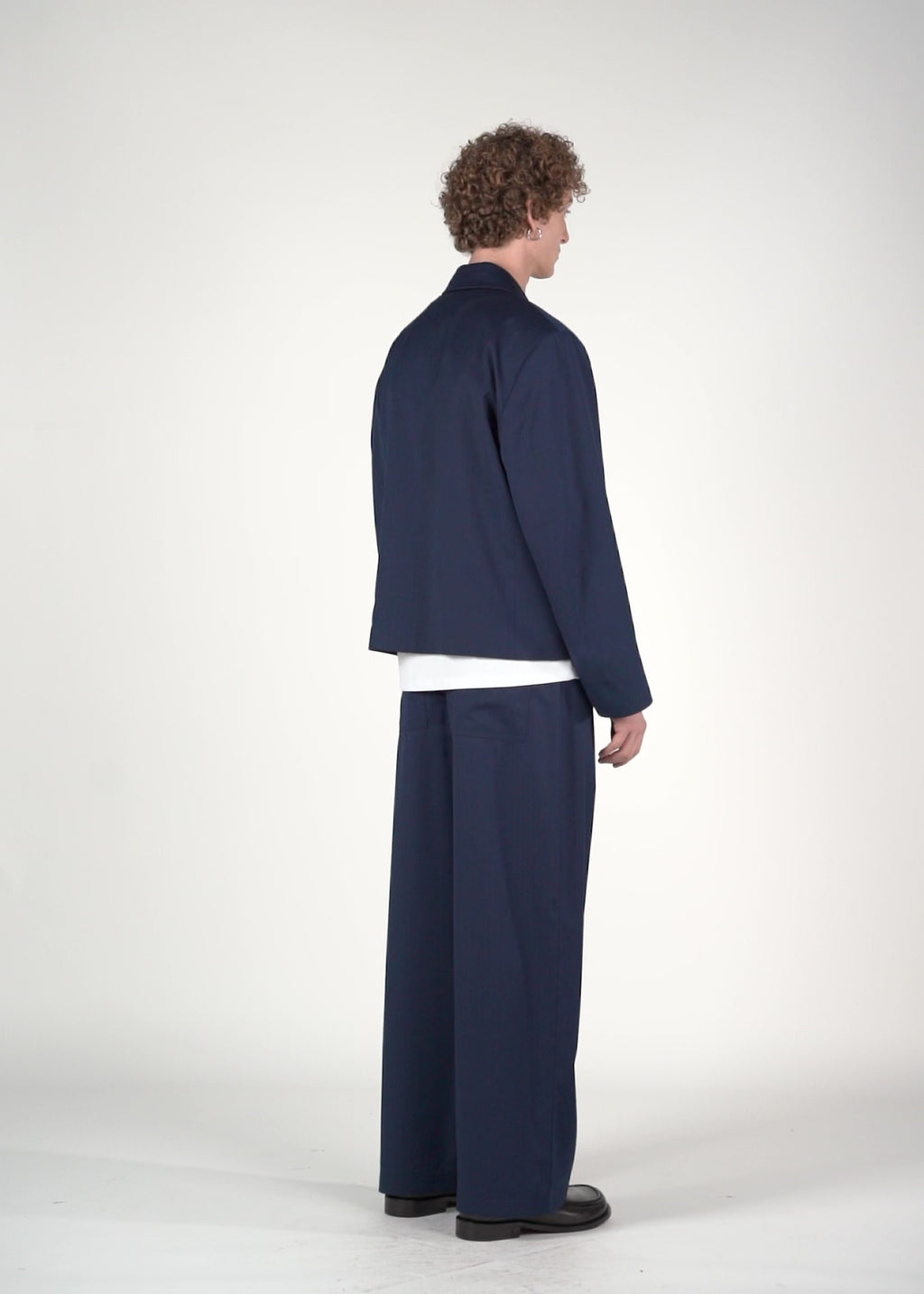 Giacca monopetto crop solarium blu