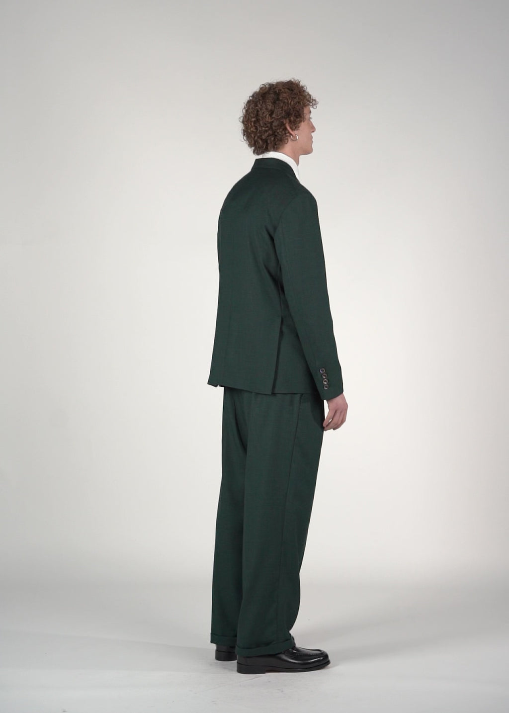 Pantalone loose fit sartoriale verde melange