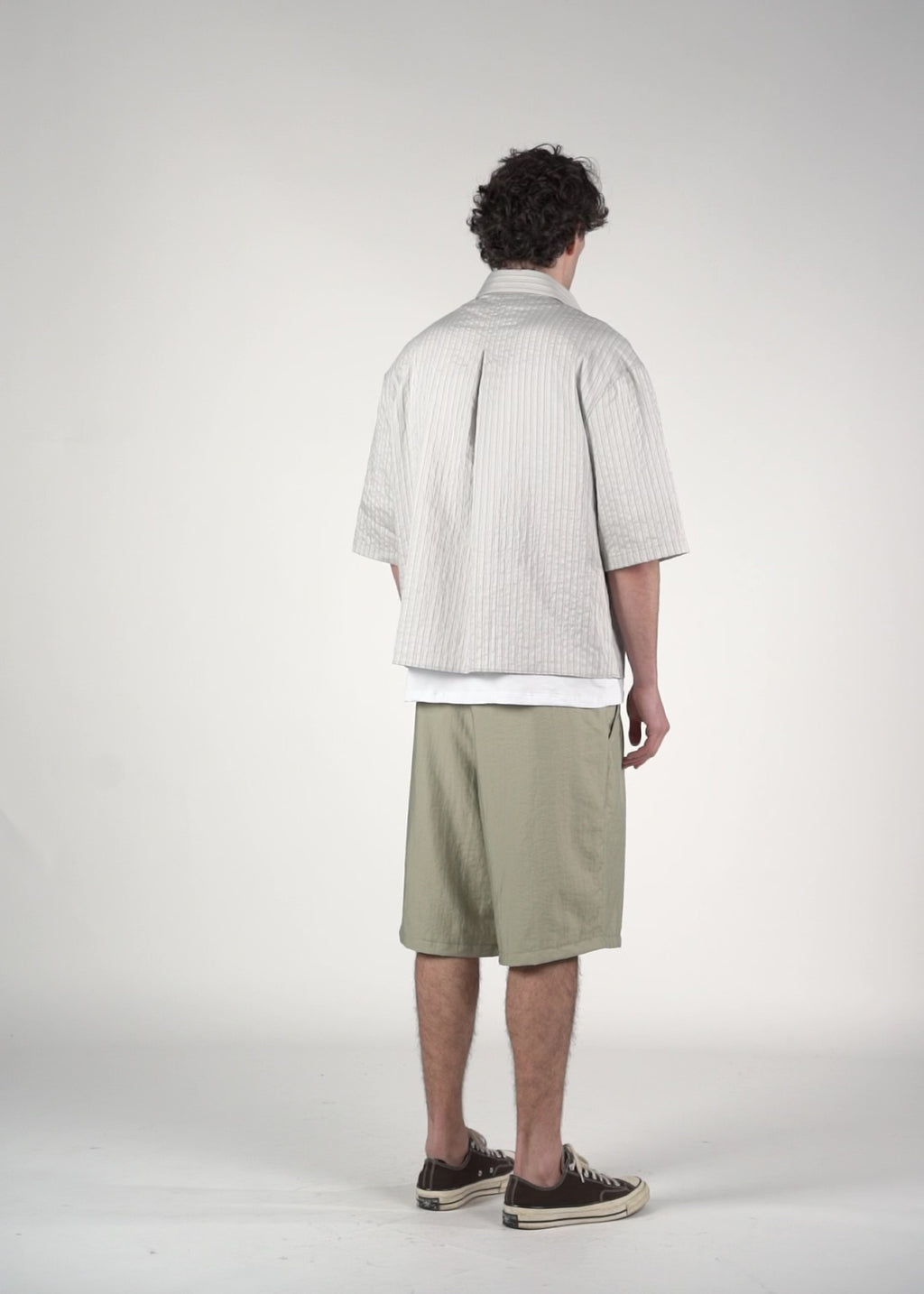 Camicia boxy M/C grigia